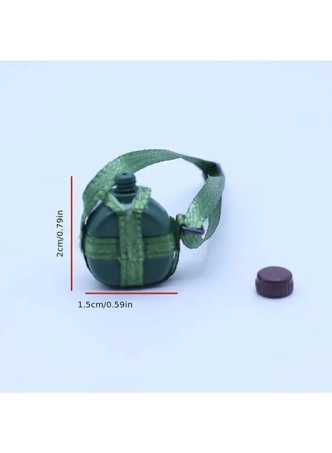 Miniature Military Canteen 1pc Vintage Water Bottle With Green Rope For Dollhouse Diorama - Image 2
