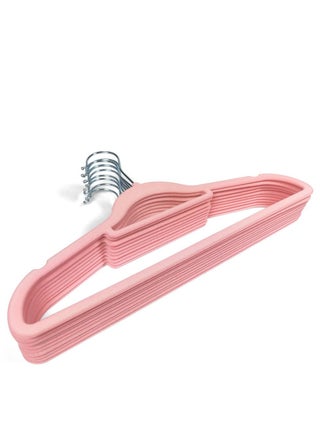 Premium Non-Slip Velvet Hangers [Set of 10] (42cm) – Heavy Duty Velvet Suit Hangers with Tie Bar, 360 degree rotatory hook (Pink) - pzsku/Z33484FFDB15127EE3AB2Z/45/_/1669186862/7d5901f8-a04a-4e4e-9db0-6ae571003f39
