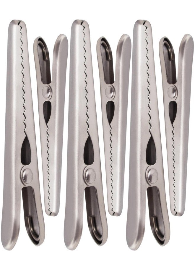 KINTEGOOD 6-Piece Heavy Duty Stainless Steel Food Clips Set, Alligator Style Bag Sealing Clips for Snacks, Bread, Coffee Storage, Silver - Image 1