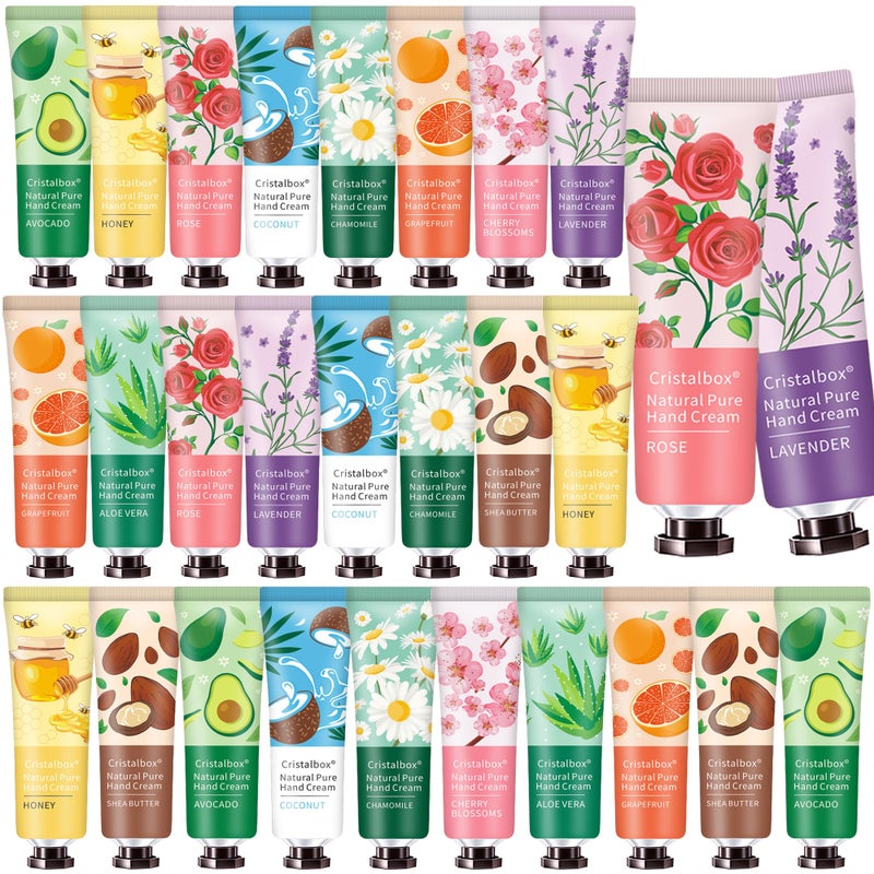 Cristalbox 28 Pack Hand Cream Gifts for Women,Stocking Stuffers for Women,Teen Girls,Christmas Gifts for Teacher,Appreciation Gifts Bulk Gifts,Natural Plant Travel Size Lotion Hand Cream for Dry Cracked Hands - Image 1