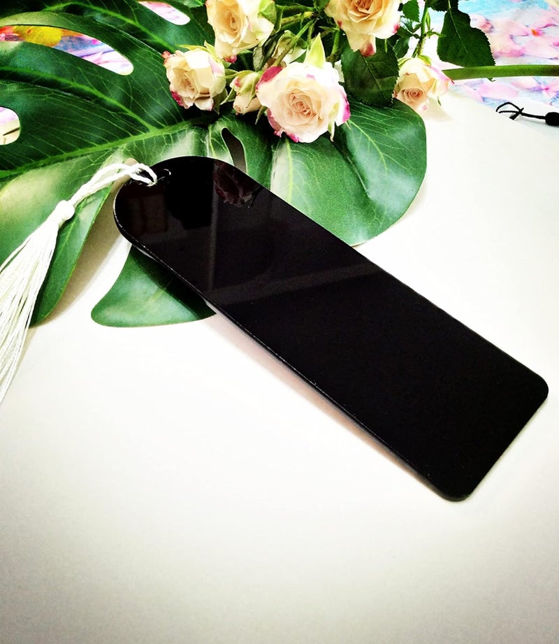 MEYA 10pcs Acrylic Bookmark Banks Planner BookmarksAcrylic Blank Bookmark with Mini Bookmark Tassels for DIY Projects and Present Tags Black 2x6 - Image 3