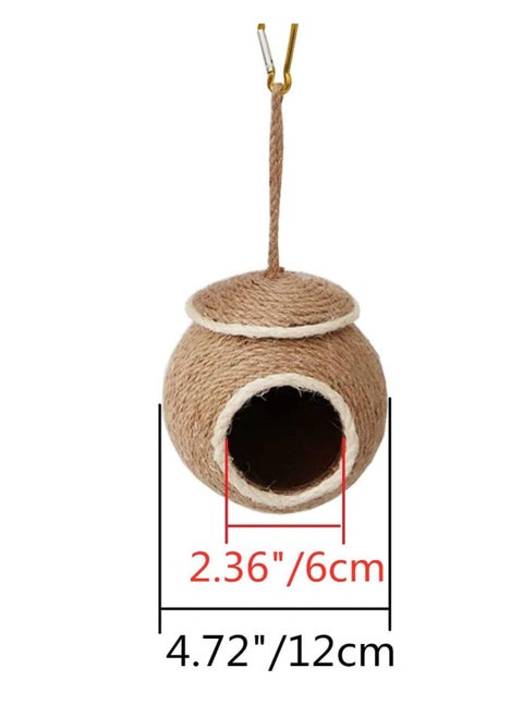 Birds Nest of Natural Coconut Shell Feeder Parrot House Parakeet Bird Breeding Nest Rope Weave for Budgie co c katiel Conure Finch Lovebird Hamsters and Small Squirrels Cage Nesting Box