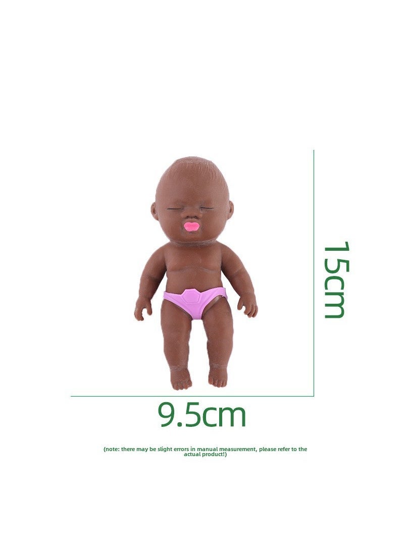 Cross-border explosions tpr decompression cute doll pinch music trick vent doll decompression soft rubber rebound toy wholesale Black Baby Purple Pants Black Baby Purple Pants
