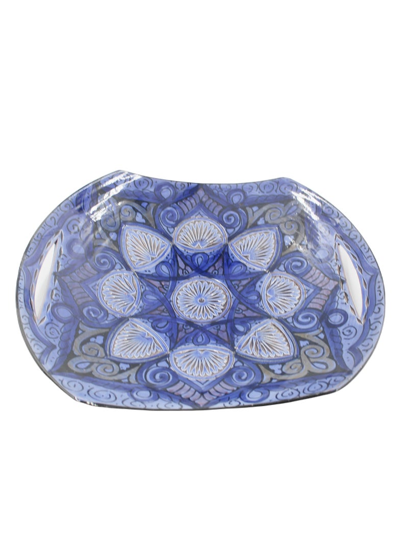 Antique Museum Moroccan Handmade Hand Painted Serving Tray Carving Work 40 X 36 cm  - Image 1