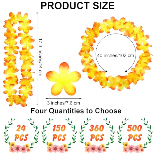 Fovths 150 Pieces Hawaiian Leis Necklace Colorful Tropical Flower Garland Hawaiian Leis Bulk Thickened Hawaiian Flower Wreaths for Hawaiian Themed Party Beach Luau Party Supplies - Image 5