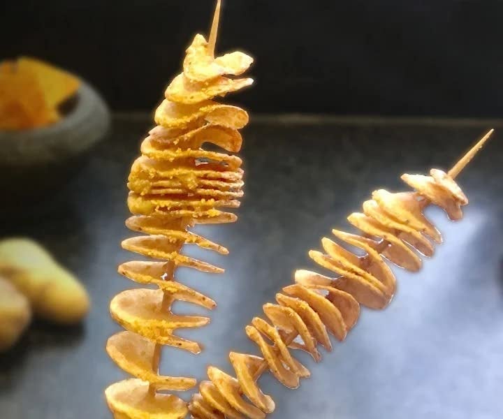 ROYALS أسياخ الخيزران (12 بوصة 5 مم، 50 قطعة) أسياخ الخيزران | عيدان البطاطس الحلزونية، الملتوية، الربيعية | عيدان القلي | عيدان الشواء | - Image 2