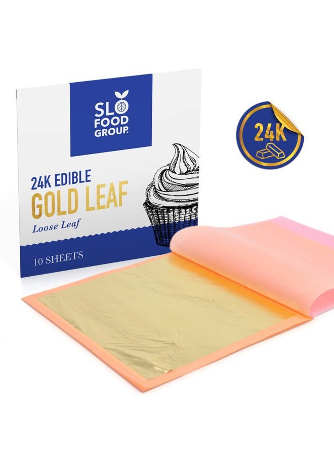 Slofoodgroup ورق الذهب القابل للأكل عيار 24 قيراط - 10 ورقات ذهبية لكل كتاب - حجم ورقة الذهب 3.15 بوصة × 3.15 بوصة - ورق فضي قابل للأكل، الحرف اليدوية، الفن والمزيد - Image 4