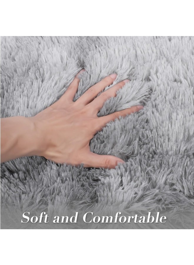GGEROU Area Rugs Living Room Super Fluffy Soft Touch Rug Thickened Washable Bottom Anti-Skid Large Area Rugs Indoor Modern Home Decor Floor Carper Light Grey  - Image 2