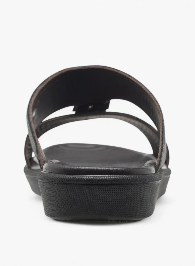 DUCHINI BLACK Men's Buckle Accent Slip-On Arabic Sandals for Men | Best Price UAE