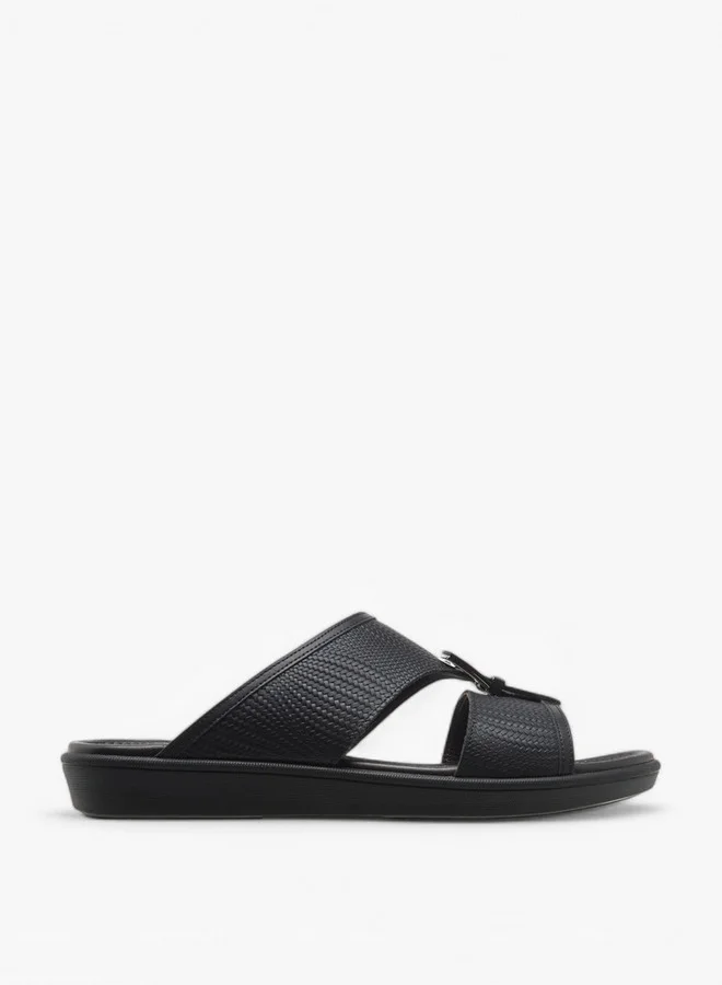 DUCHINI BLACK Men's Buckle Accent Slip-On Arabic Sandals for Men | Best Price UAE