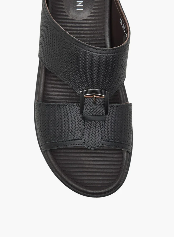 DUCHINI BLACK Men's Buckle Accent Slip-On Arabic Sandals for Men | Best Price UAE