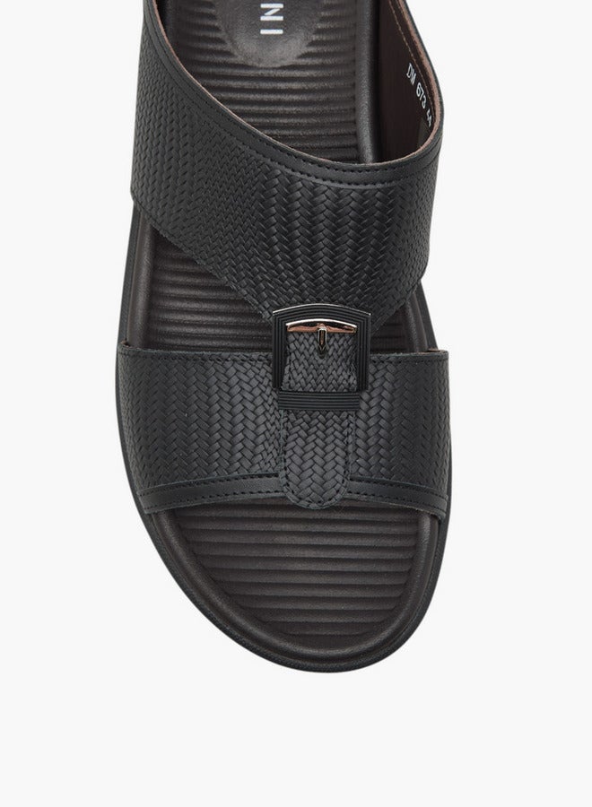 DUCHINI Men's Buckle Accent Slip-On Arabic Sandals - Image 2