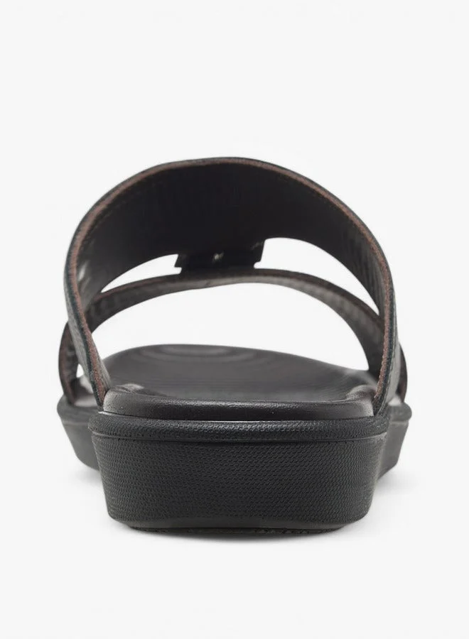 DUCHINI BLACK Men's Buckle Accent Slip-On Arabic Sandals Ramadan Collection for Men | Best Price UAE