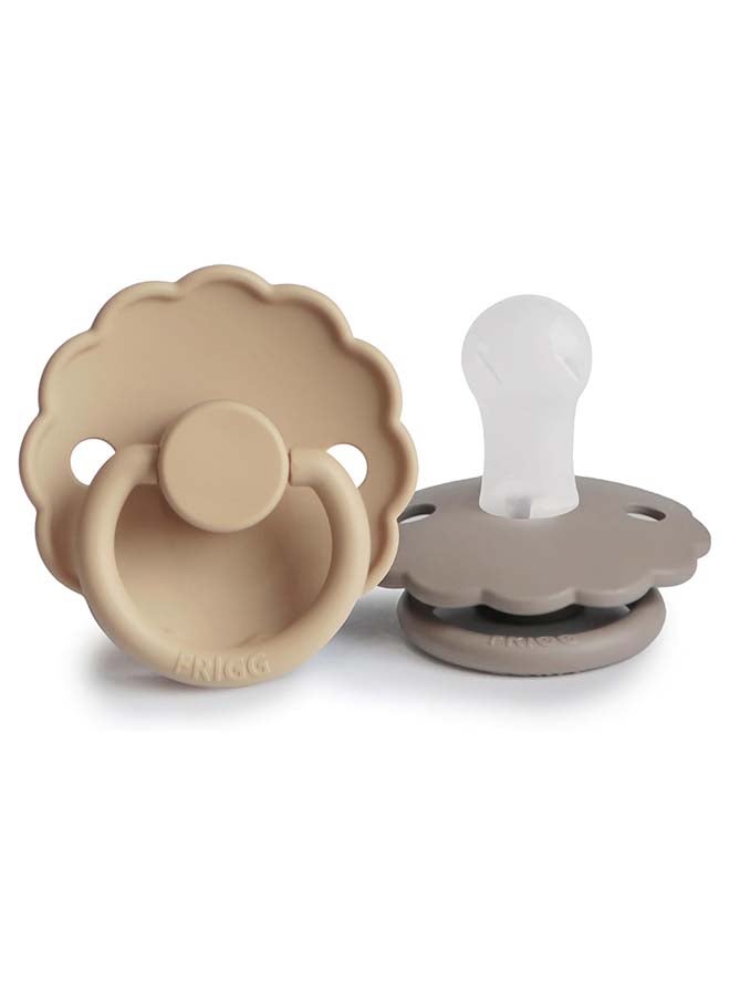 FRIGG Daisy Silicone Baby Pacifier 0-6M 2-Pack Portobello/Croissant - Size 1 - Image 1
