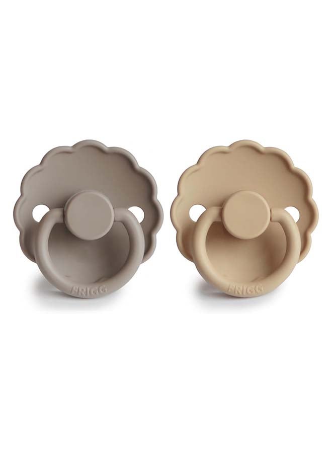 FRIGG Daisy Silicone Baby Pacifier 0-6M 2-Pack Portobello/Croissant - Size 1 - Image 2