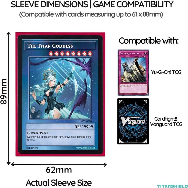 TitanShield (150 Sleeve) Colored Small Japanese Sized Trading Card Sleeves Deck Protector for Yu-Gi-Oh, Cardfight!! Vanguard & More (Viva Magenta) - Image 4