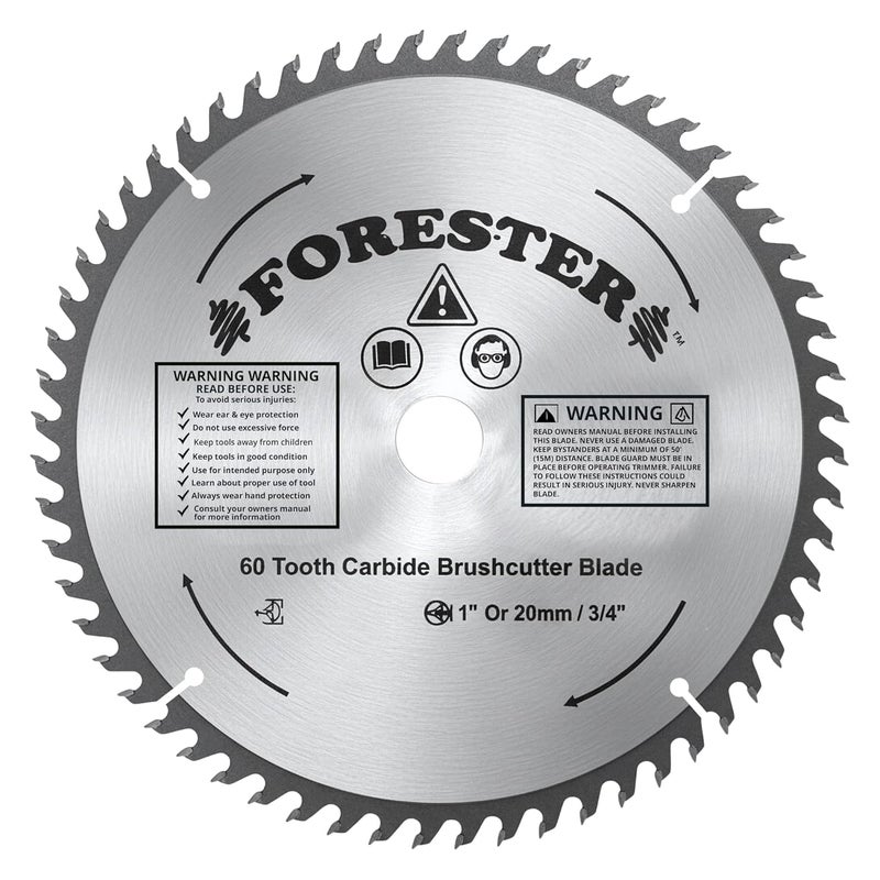 FORESTER Carbide Tip Brush Cutter Blade - 9in x 60 Teeth | Fits Most Straight Shaft Trimmers | Conversion Kit Sold Separately - Image 1