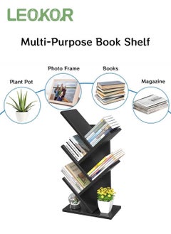 LEOKOR Bookshelf, 5-Tier Book Storage Organizer Shelves Floor Standing Bookcase, Wood Storage Rack Suitable for Office Home School Shelf Display, Black  - Image 2