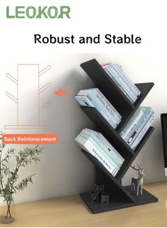 LEOKOR Bookshelf, 5-Tier Book Storage Organizer Shelves Floor Standing Bookcase, Wood Storage Rack Suitable for Office Home School Shelf Display, Black  - Image 3