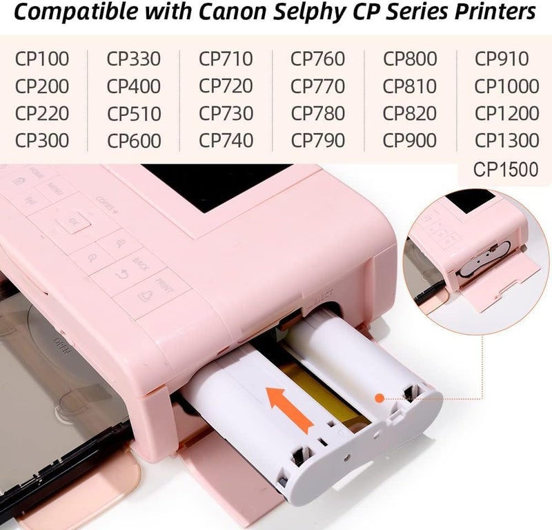 لايبل كينجدوم ملصق KINGDOM CP1500 ورق متوافق مع طابعة صور Canon Selphy CP1500 حبر وورق KP-108IN 108 ورقة 100 × 148 ملم و 3 خراطيش حبر ملون لطابعة Selphy Photo CP1300 CP1200 - Image 2