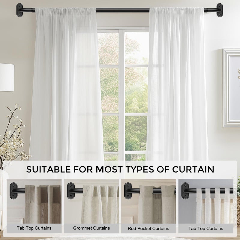 JRZOO Wrap Around Curtain Rods Black, Blackout Heavy Duty Curtain Pole for Windows 28 to 48 Inch, 1" Decorative Room Darkening Curved Modern Drapery Rod (Matte Black/Unique Design/All Metal) - Image 4