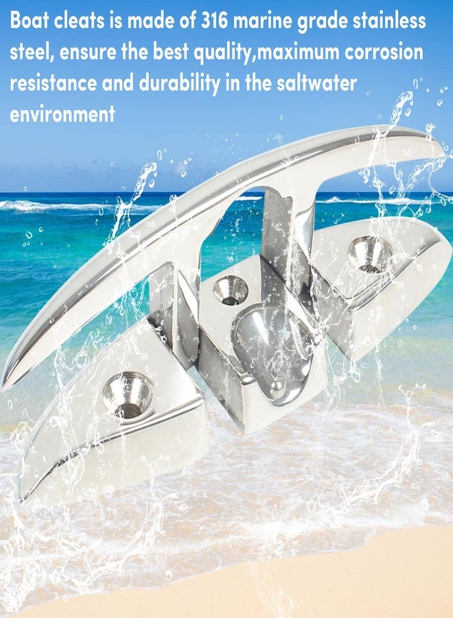 ORLANG 316 Stainless Steel Boat Cleats 6 Inch, Marine Grade Dock Cleats with Stainless Steel Bolts and Back Plate,Boat Dock Cleats Folding Dock Cleats for Deck and Boat (4 Pack) - Image 5