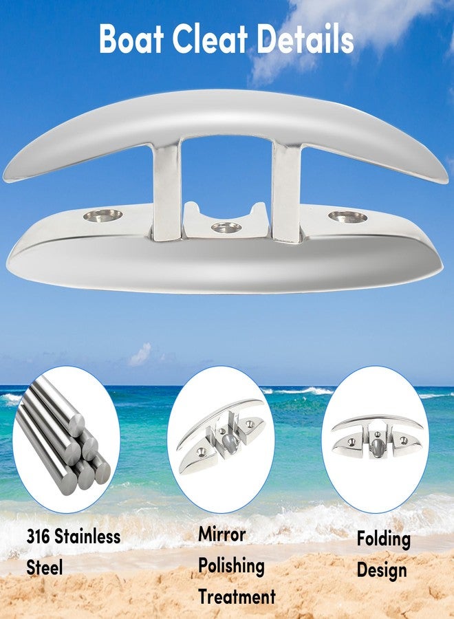ORLANG 316 Stainless Steel Boat Cleats 6 Inch, Marine Grade Dock Cleats with Stainless Steel Bolts and Back Plate,Boat Dock Cleats Folding Dock Cleats for Deck and Boat (4 Pack) - Image 4