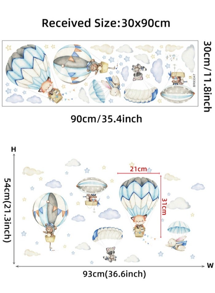 BF HOME Cartoon Hot Air Balloon Animal Wall Sticker for Kids Room, Decal for Nursery, Bedroom, Classroom Decor - Image 5