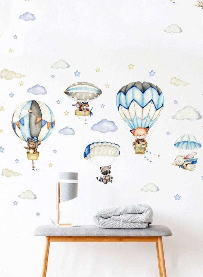 BF HOME Cartoon Hot Air Balloon Animal Wall Sticker for Kids Room, Decal for Nursery, Bedroom, Classroom Decor - Image 4