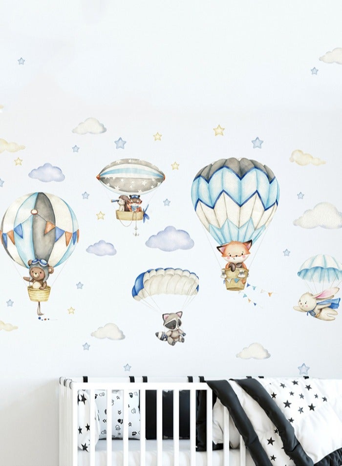 BF HOME Cartoon Hot Air Balloon Animal Wall Sticker for Kids Room, Decal for Nursery, Bedroom, Classroom Decor - Image 2