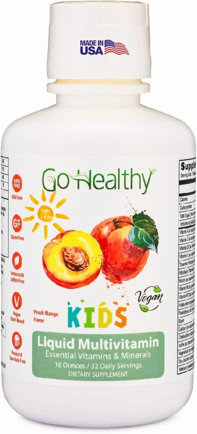 Go Healthy Natural Kids Liquid Multivitamin Peach Mango 16 Ounces - Image 1