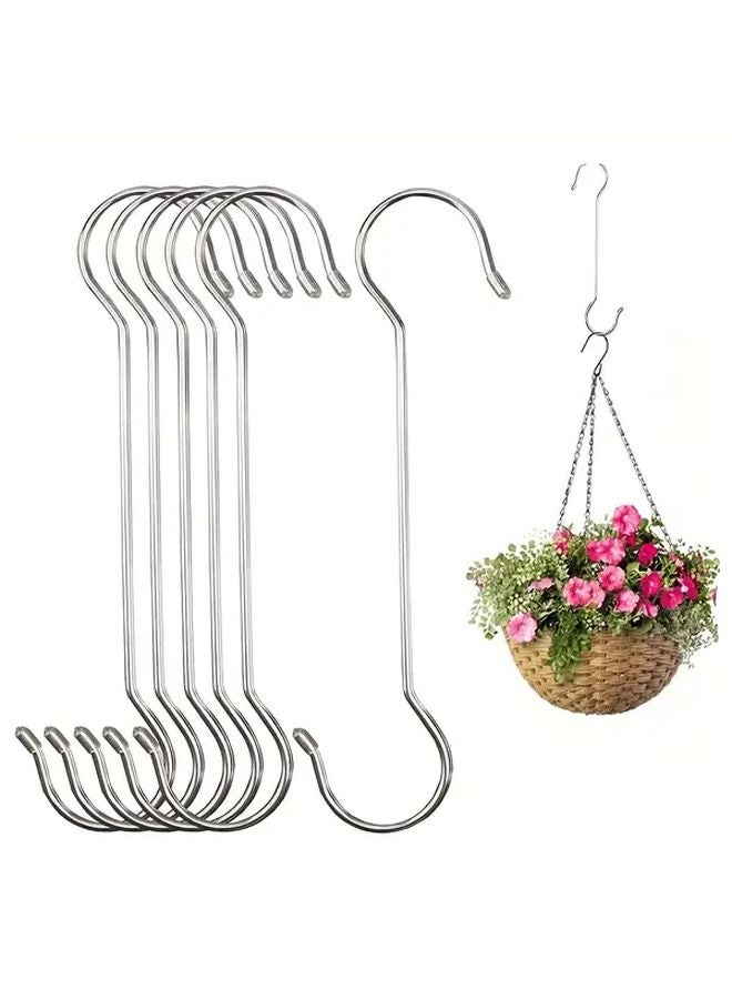 Six Stainless Steel S Hooks Wall Mounted For Indoor Outdoor Hanging Decor - Image 2
