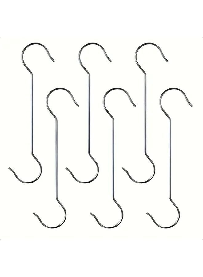 Six Stainless Steel S Hooks Wall Mounted For Indoor Outdoor Hanging Decor - Image 1