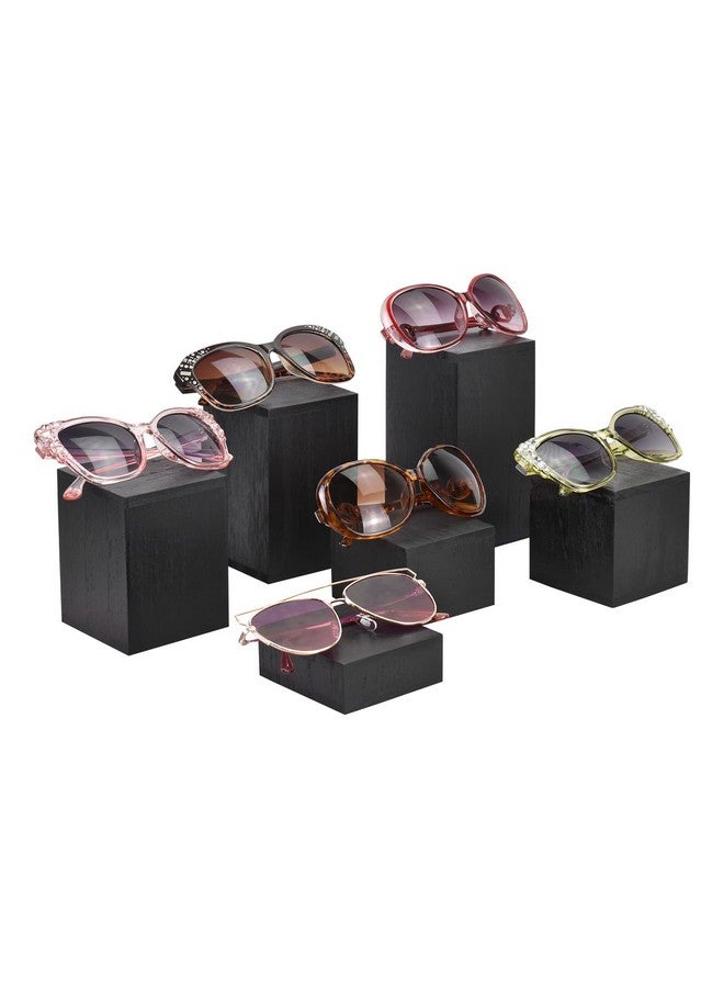 MOOCA Wooden 6 Pcs Square Risers for Display Jewelry and Accessories Display Stand Wooden Risers For Jewelry Figurine, Black Color - Image 4