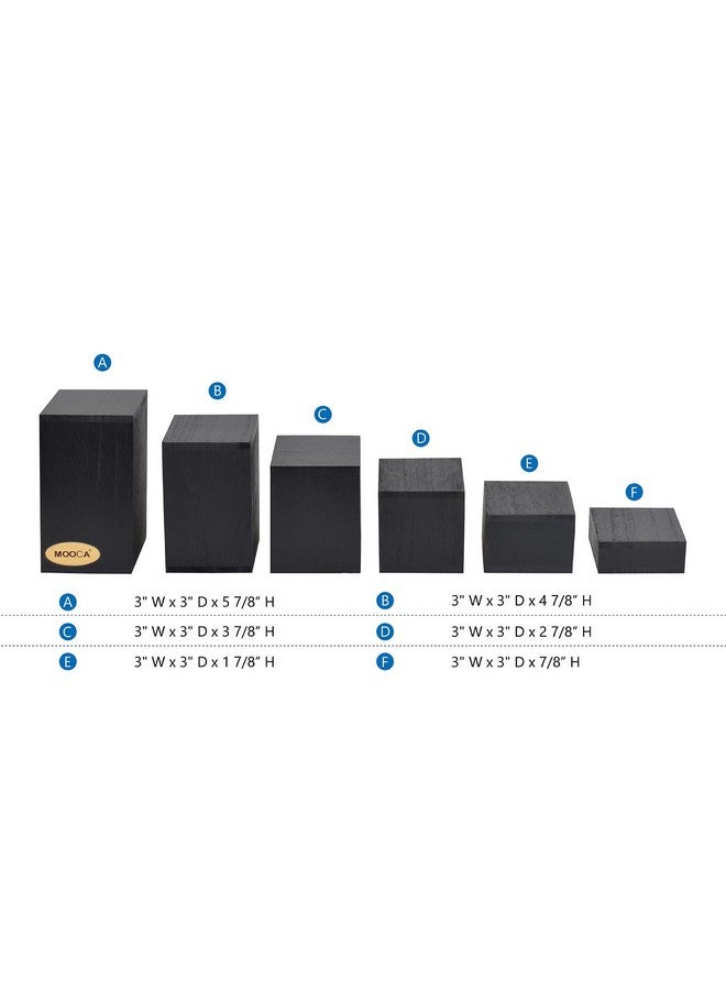 MOOCA Wooden 6 Pcs Square Risers for Display Jewelry and Accessories Display Stand Wooden Risers For Jewelry Figurine, Black Color - Image 2