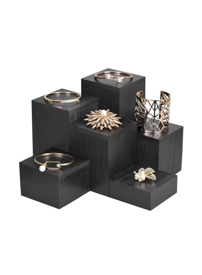 MOOCA Wooden 6 Pcs Square Risers for Display Jewelry and Accessories Display Stand Wooden Risers For Jewelry Figurine, Black Color - Image 5