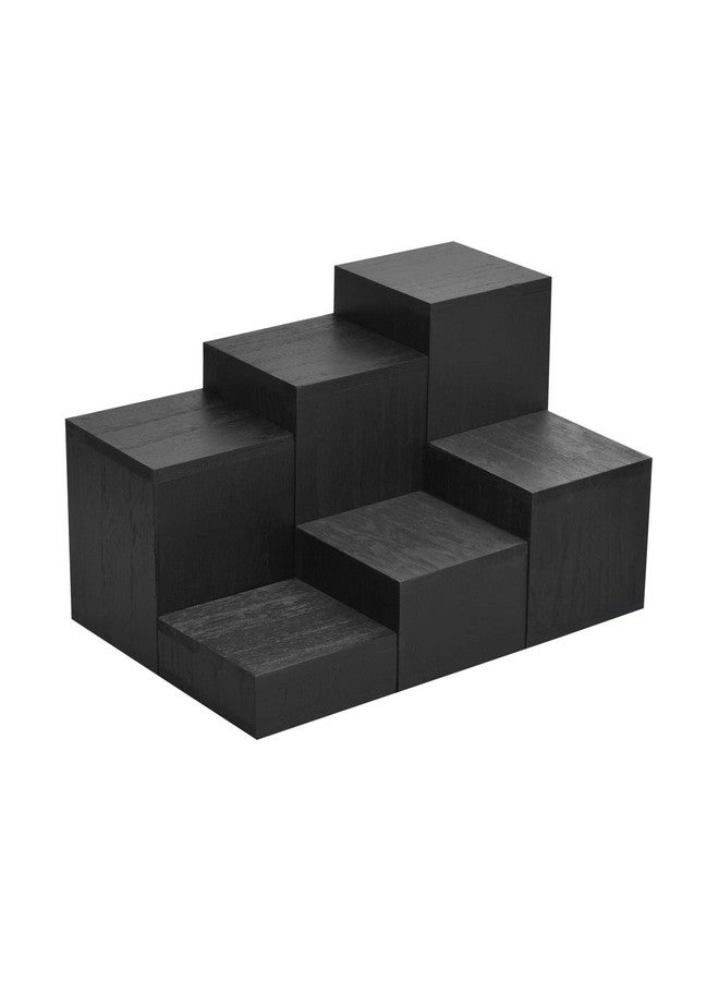 MOOCA Wooden 6 Pcs Square Risers for Display Jewelry and Accessories Display Stand Wooden Risers For Jewelry Figurine, Black Color - Image 3