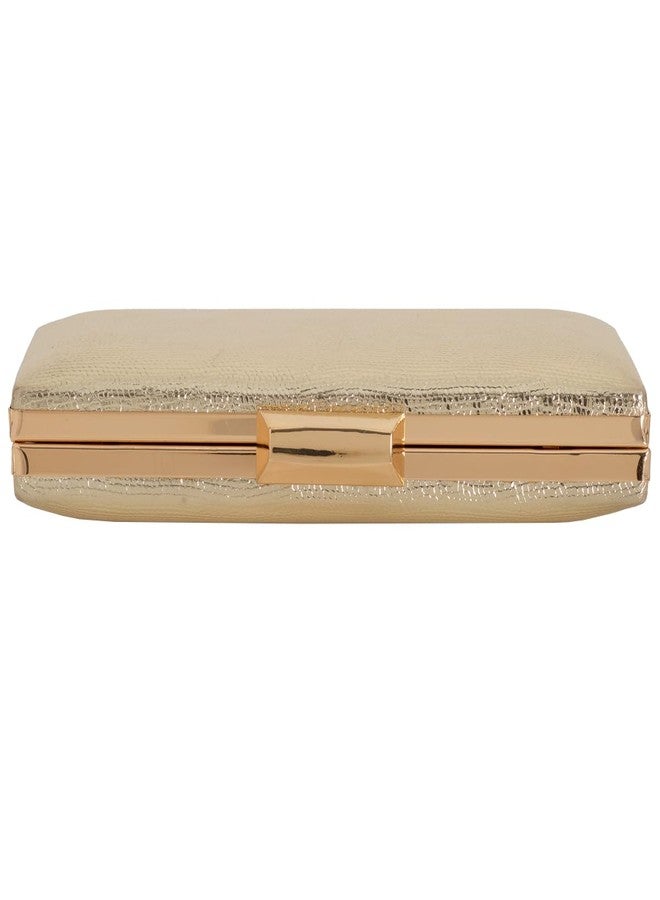 JNB Women’s Metallic Hard Case Evening Party Clutch with Flip Closure Card Pocket and 21" Chain, Fits Large Phones, 49Gold - Image 4