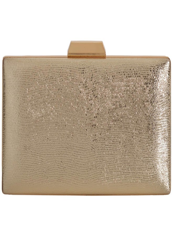 JNB Women’s Metallic Hard Case Evening Party Clutch with Flip Closure Card Pocket and 21" Chain, Fits Large Phones, 49Gold - Image 1