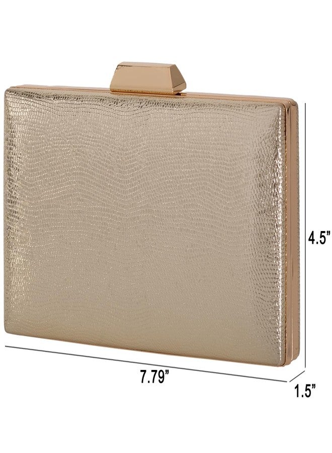 JNB Women’s Metallic Hard Case Evening Party Clutch with Flip Closure Card Pocket and 21" Chain, Fits Large Phones, 49Gold - Image 3