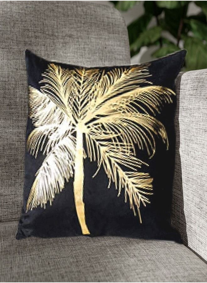 fashionhome - Shining Flower Design Cushion Covers Decor Throw Pillow Cover Gold Leaves Printed Decorative Pillowcase Cushion Cover for Bedroom Sofa Car Home Decor 45x45 cm - Image 1