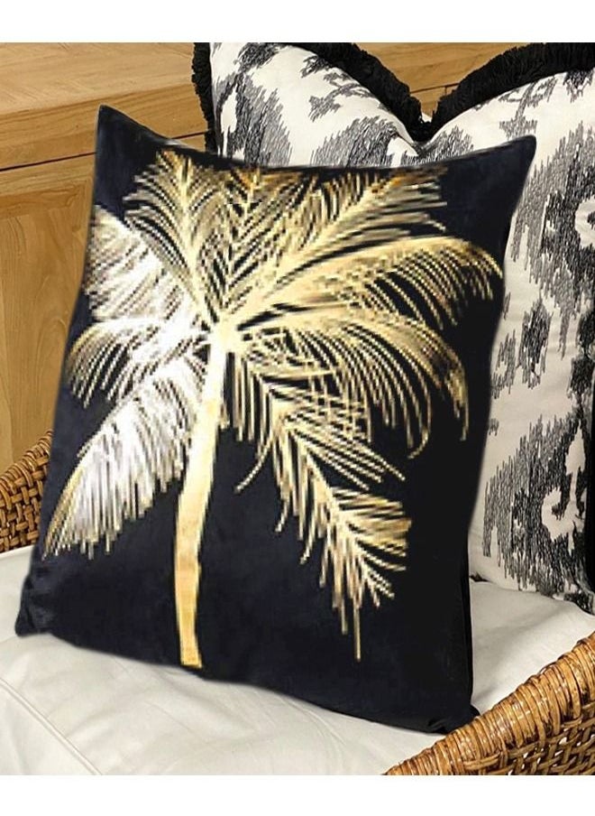 fashionhome - Shining Flower Design Cushion Covers Decor Throw Pillow Cover Gold Leaves Printed Decorative Pillowcase Cushion Cover for Bedroom Sofa Car Home Decor 45x45 cm - Image 1