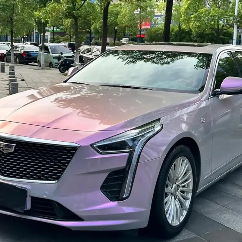 Foneso Chameleon Vinyl Wrap Grey to Purple, Glossy Car Wrap Vinyl with Air Release Self Adhesive Vehicle Body Decal Stickers Film Color Change DIY Car Wrap for Automotive Exterior Interior 1ft x 10ft - Image 2
