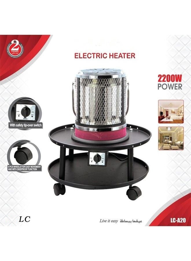LC Round Electric Heater 2200W With Wheels And Adjustable Heat - Image 1