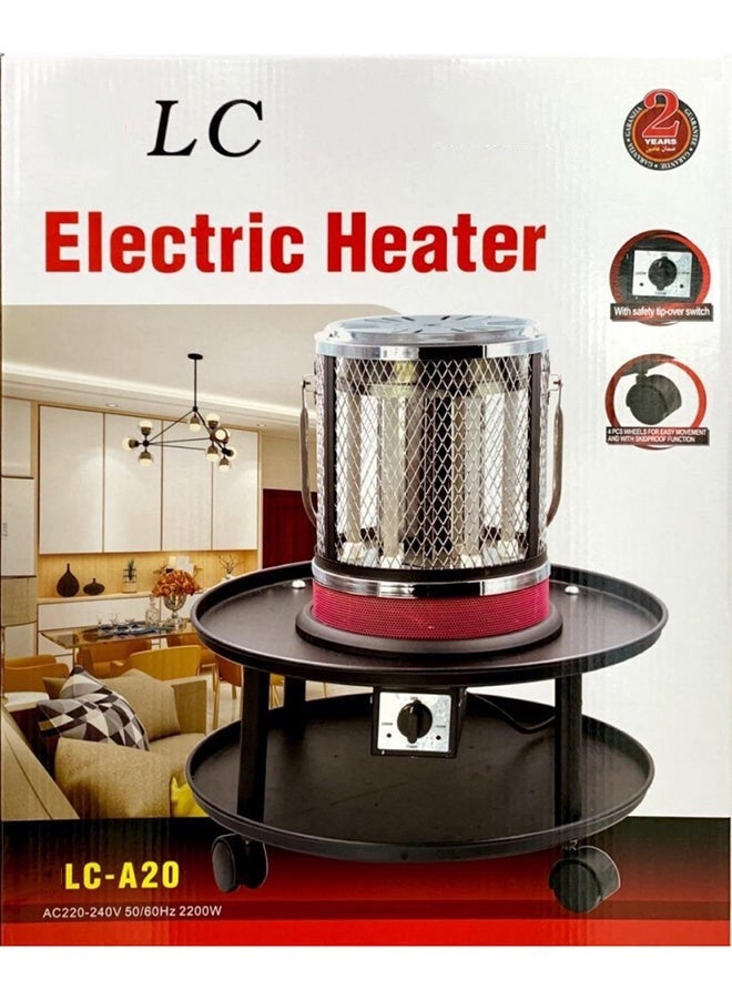 LC Round Electric Heater 2200W With Wheels And Adjustable Heat - Image 2