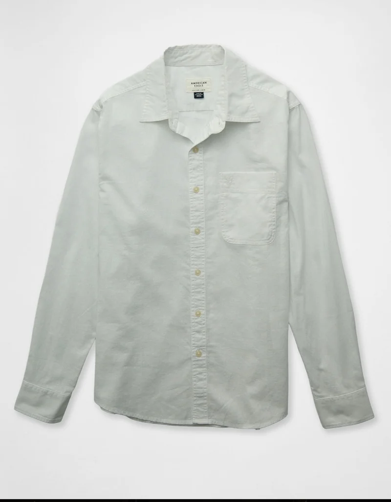 American Eagle  AE Everyday Button-Up Linen Shirt for Men | Best Price UAE