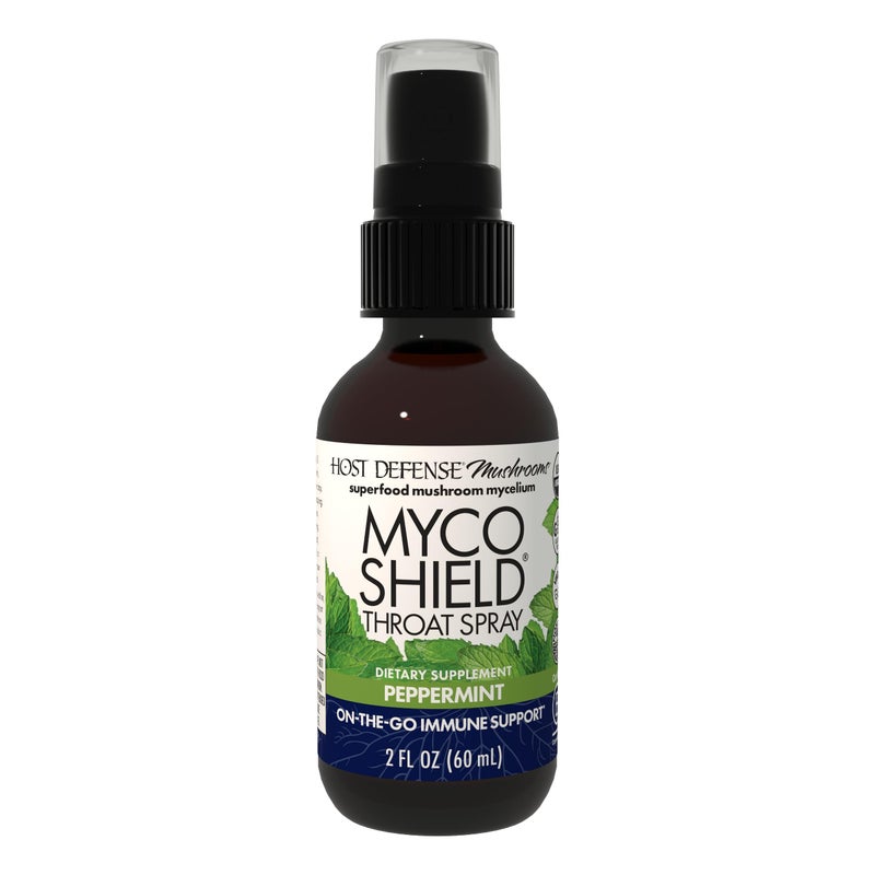 MycoShield Throat Spray Immune Health Support Dietary Mushroom Supplement with Chaga Reishi Turkey Tail More OnTheGo Immune Support Peppermint 2 fl oz 142 Servings