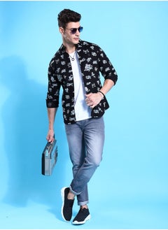 The Indian Garage Co Men Slim Fit Floral Printed Full Sleeves Cutaway Collar Casual Shirt  - Image 5