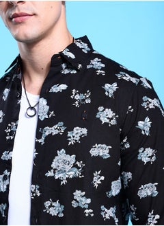 The Indian Garage Co Men Slim Fit Floral Printed Full Sleeves Cutaway Collar Casual Shirt  - Image 4