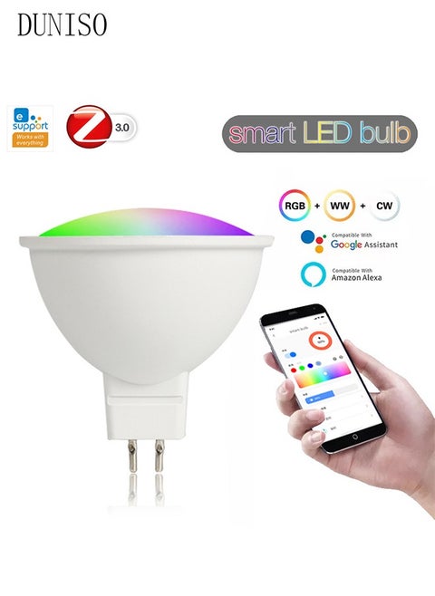 5W Smart RGB Light Bulb ,Works With Google Assistant And Dimmable Via App，Remote Control Smart LED Bulb With 8 Different Modes And 16Millions Colors Dimmable Light,White